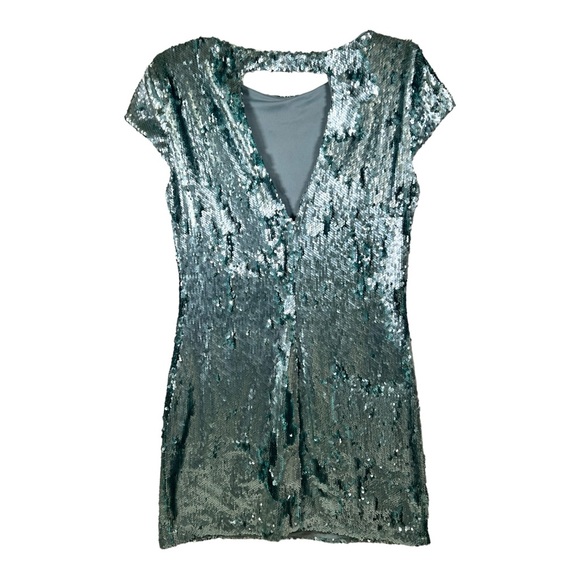Zara Shimmering Green Sequin Mini Dress - Picture 7 of 15